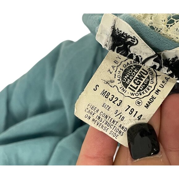 Vintage Miss Dior Paris Womens Dress Nightgown SZ 10 Blue Long Sleeve Maxi Shift - Picture 4 of 8